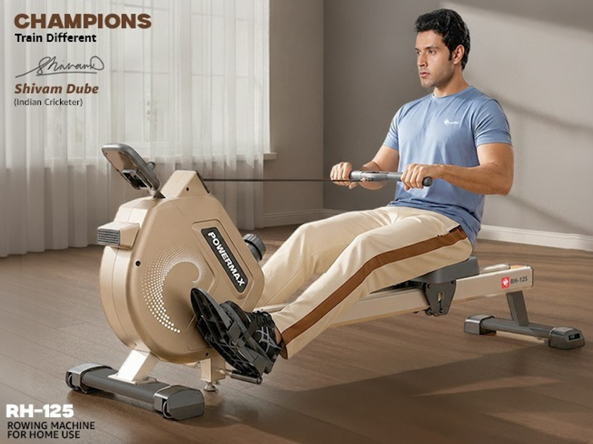 Powermax Fitness RH-125 for Home Workout with 16-Level Magnetic Resistance & 4KG Flywheel Rowing Machine(Foldable)