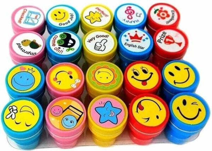 Vishalhub Playing Stamps for kids Emoji Students Birthday Return Gift Set for Kids Rubber Playing Stamps(Small, Mulit Color)