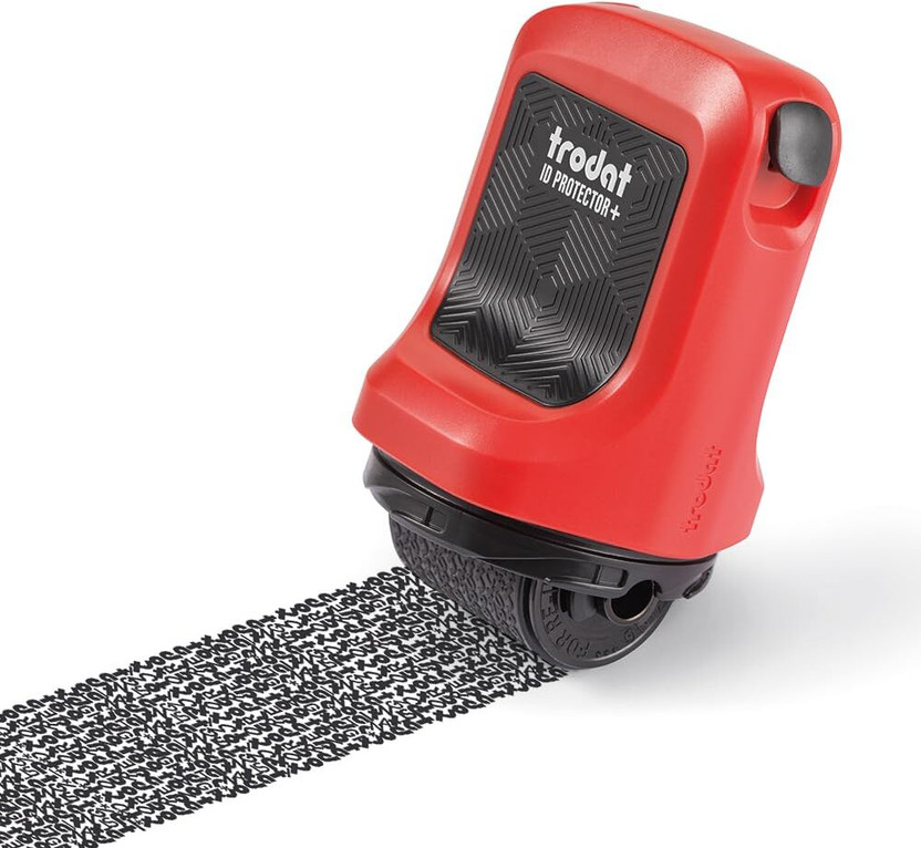 Trodat ID And Privacy Protector + Ink With Integrated Box & Letter Opener | Identity Protection Roller Stamp(Medium, Black)
