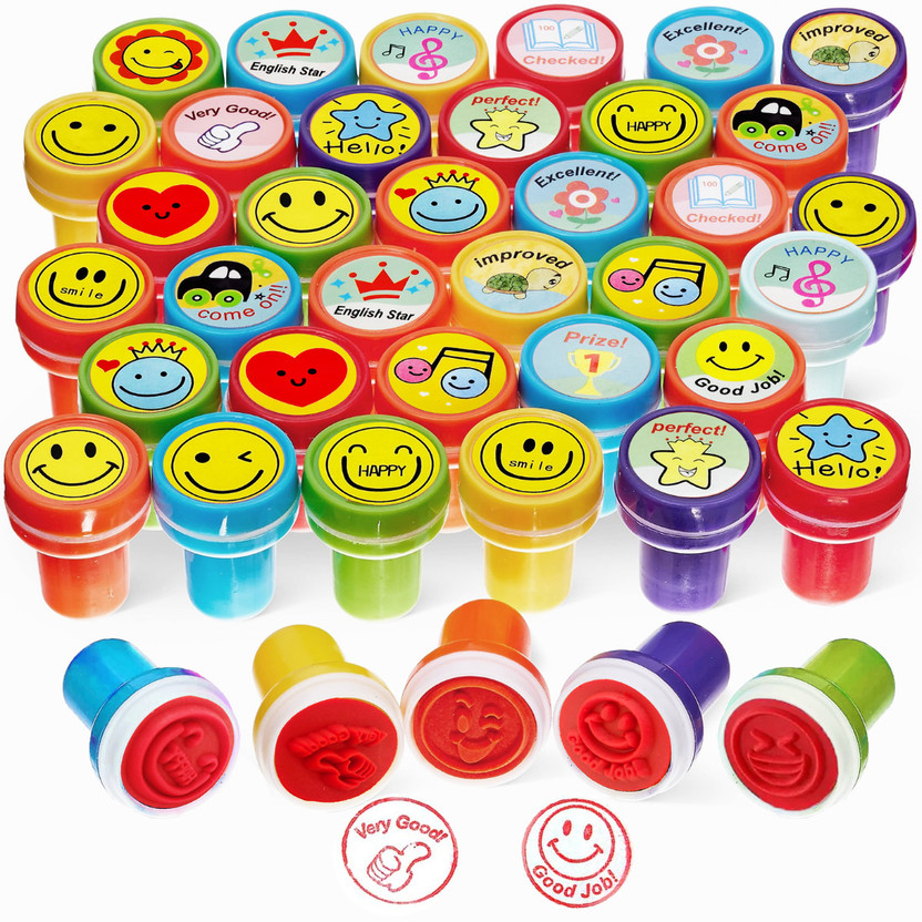 OYTRA OYTRA Rubber Stamps 40 Pcs Self Inking Set for Kids Teachers Rewards Craft & DIY Art Craft Supplies(Small, Red) - Flipkart Deal