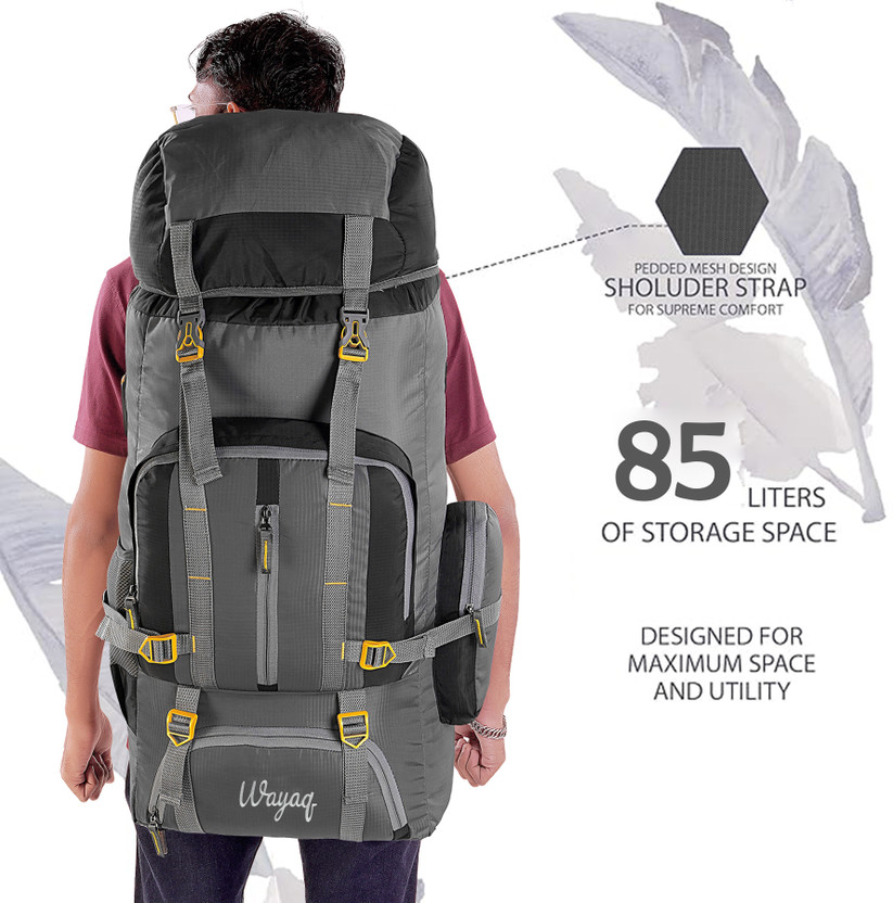 Wayaq Wayaq Waterproof Trekking Travel Backpack for Outdoor Camping Mountaineering & Hiking Rucksack  - 85 L(Grey) - Flipkart Deal