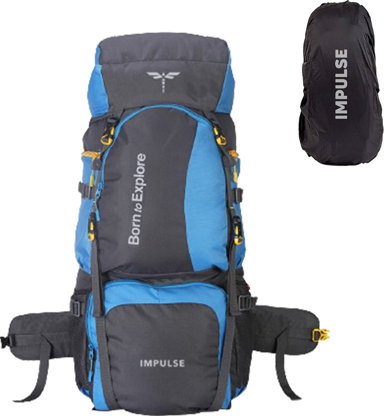 IMPULSE 80 Litres Curve Water Resistant Rucksack Trekking Hiking Camping Outdoor Camps Luggage Bags Tour Travel Backpack Rucksack  - 80 L(Blue, Grey)