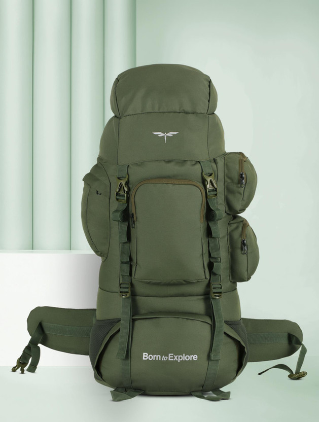 IMPULSE Rucksack bag travel bag for men tourist bag backpack for hiking trekking camping Rucksack  - 75 L(Green, Silver)