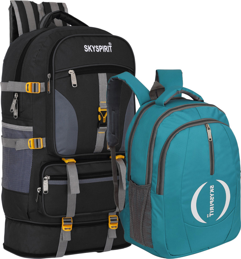 sky spirit Travel Backpack Combo for Men and Women Hiking & Camping Bag Set | Outdoor Gear Rucksack  - 70 L(Multicolor)