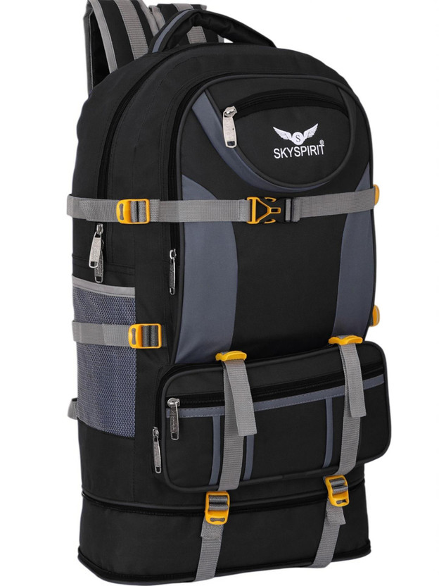 sky spirit Outdoor Travel Rucksack with Large Storage 90 L Backpack(Black)