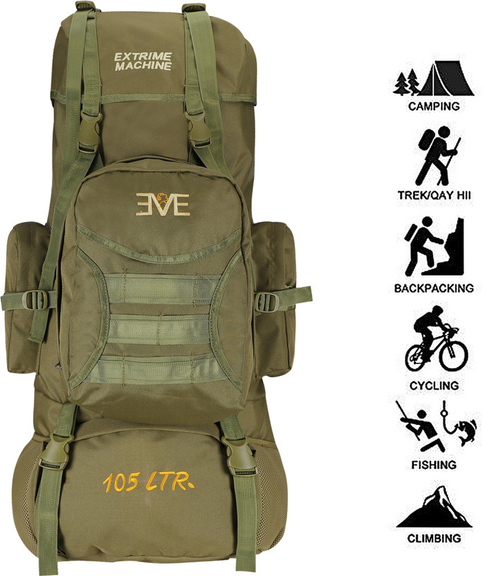 Extreme Extreme Machine 105L Ultimate Detachable Trekking & Hiking Rucksack Backpack Rucksack  - 105 L(Green) - Flipkart Deal