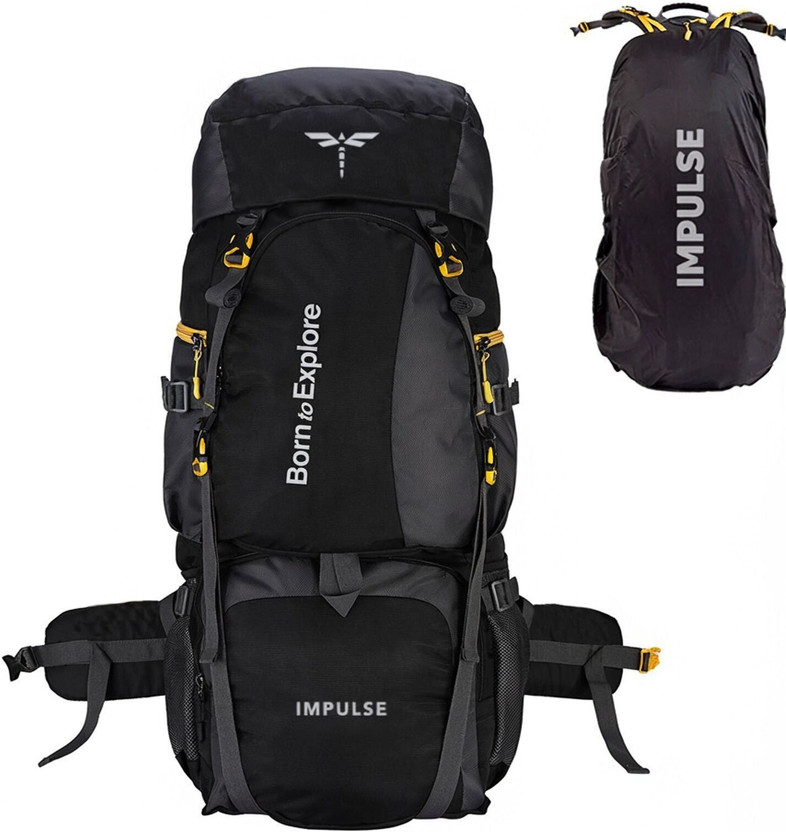 IMPULSE 80 Litres Curve Water Resistant Tour Travel Rucksack  - 80 L(Black)