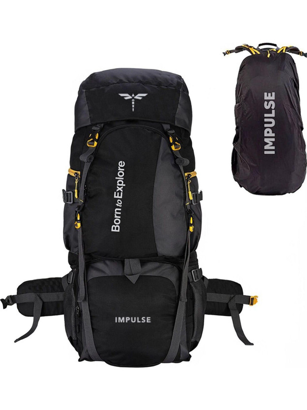 IMPULSE 80 Litres Curve Water Resistant Tour Travel Rucksack  - 80 L(Black)