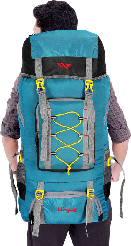 Wayaq Tourist Travel Backpack for Outdoor Sport Trekking Hiking Camping Mountaineering Rucksack  - 80 L(Blue, Black, Yellow)