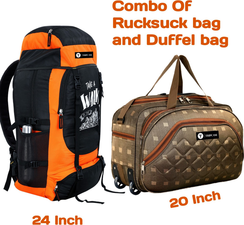 TRIPCASE Rucksack and Duffel Bag With Wheels Combo Pack of 2 For men and women Rucksack  - 70 L(Orange, Brown)