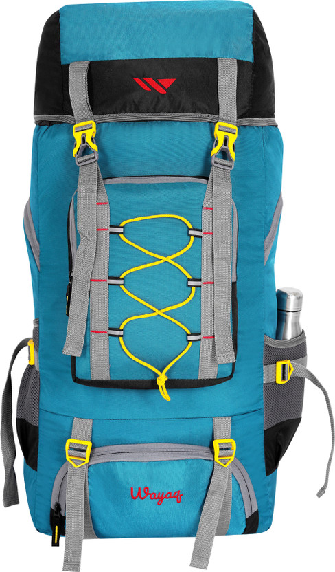 Wayaq Tourist Travel Backpack for Outdoor Sport Trekking Hiking Camping Mountaineering Rucksack  - 80 L(Blue, Black, Yellow)