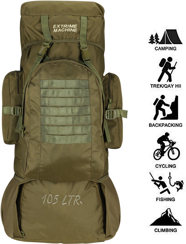 Extreme Extreme Machine 105L Ultimate Detachable Trekking & Hiking Rucksack Backpack Rucksack  - 105 L(Green) - Flipkart Deal