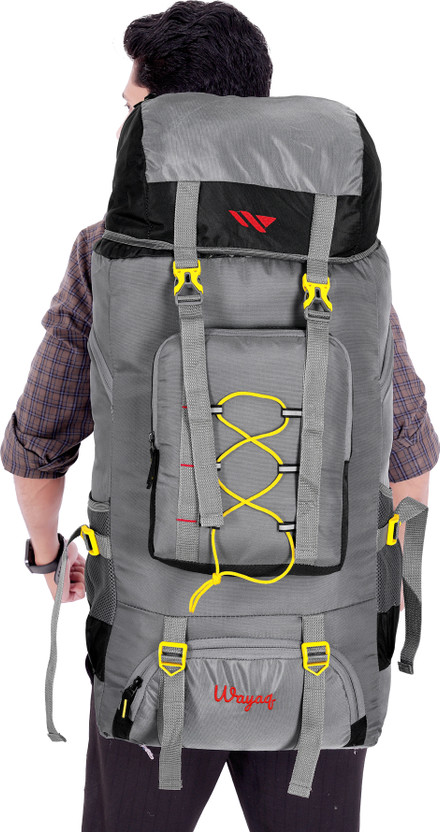 Wayaq Tourist Travel Backpack for Outdoor Sport Trekking Hiking Camping Mountaineering Rucksack  - 80 L(Grey, Yellow)