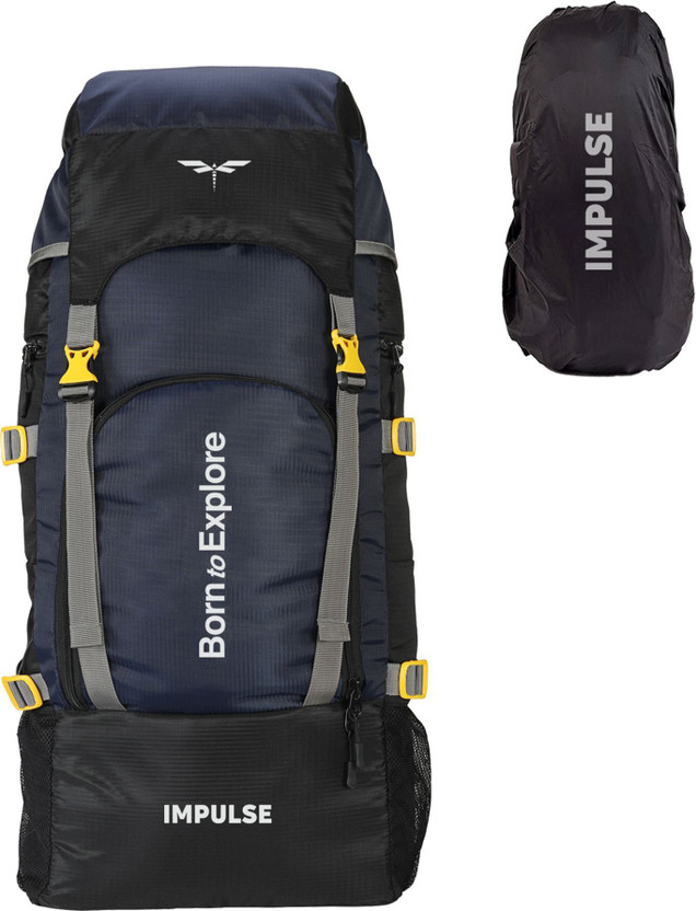 IMPULSE 60 Litres Keep Discovering Light Blue Waterproof Trekking Hiking Camping Outdoor Camps Luggage Bags Tour Travel Backpack with Rain Cover Rucksack  - 60 L(Blue, Black)