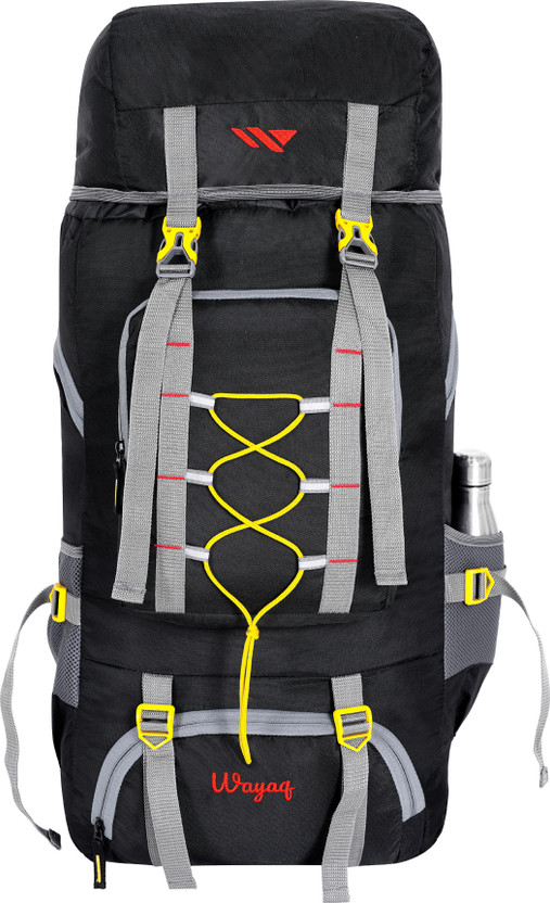 Wayaq Tourist Travel Backpack for Outdoor Sport Trekking Hiking Camping Mountaineering Rucksack  - 80 L(Black, Yellow)