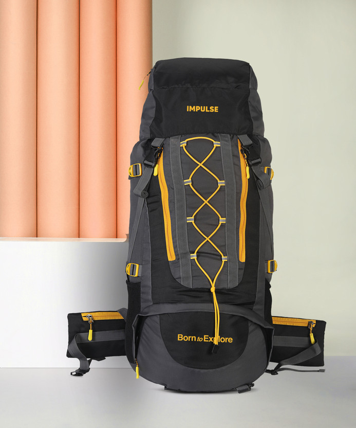 IMPULSE Loops Trekking Hiking Camping Outdoor Camps Luggage Bags with Rain Cover Rucksack  - 75 L(Black)
