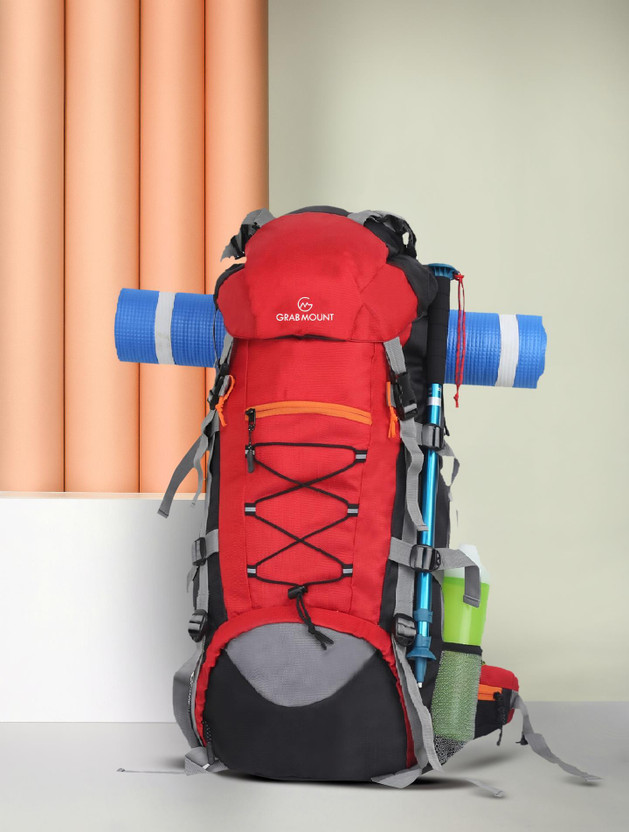 GRABMOUNT GRABMOUNT TRAVEL BAG FOR HIKING WITH SHOE COMPARTMENT FOR WANDERLUST TRAVELLING Rucksack Rucksack  - 70 L(Red) - Flipkart Deal
