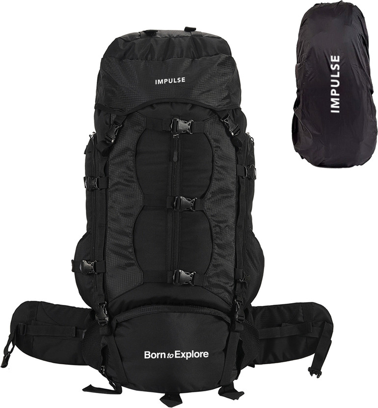 IMPULSE Hiking Trekking Camping Travel Rucksack  - 90 L(Black)