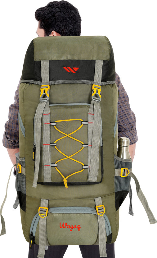 Wayaq Tourist Travel Backpack for Outdoor Sport Trekking Hiking Camping Mountaineering Rucksack  - 80 L(Green, Yellow)