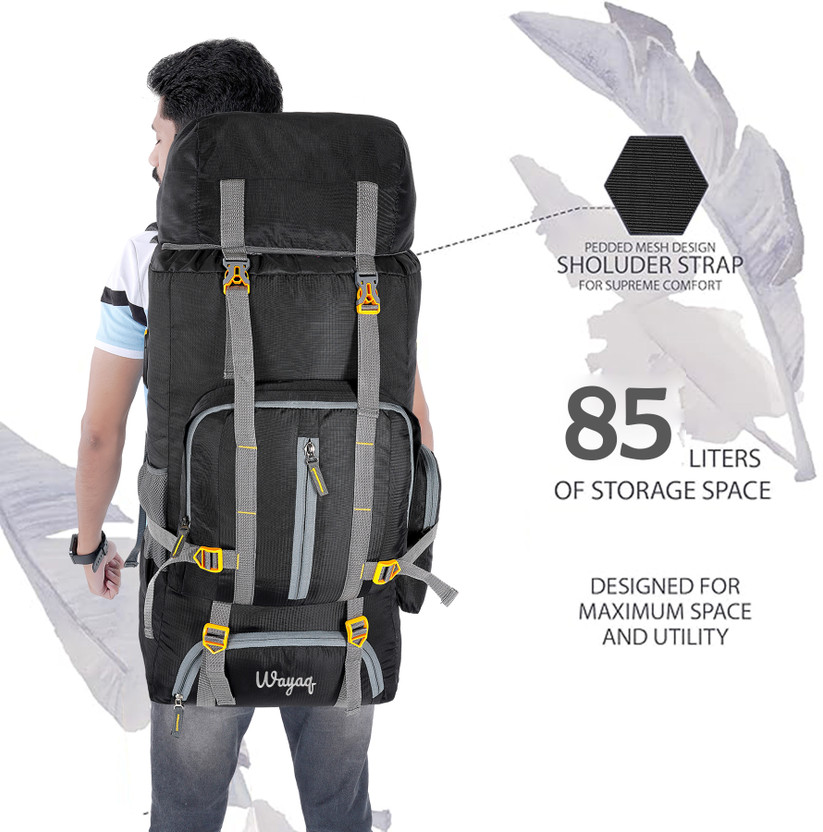 Wayaq Tourist Travel Backpack for Outdoor Sport Trekking Hiking Camping Mountaineering Rucksack  - 85 L(Black)