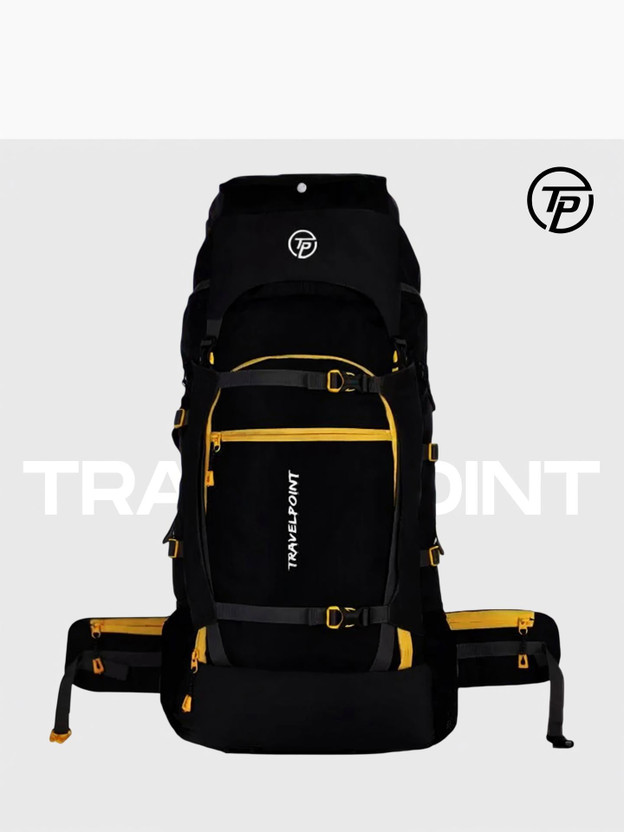 TRAVEL POINT WATERPROOF TREKKING BAG HIKKING BACKPACK FOR OUTDOOR Rucksack  - 60 L(Black, Yellow)