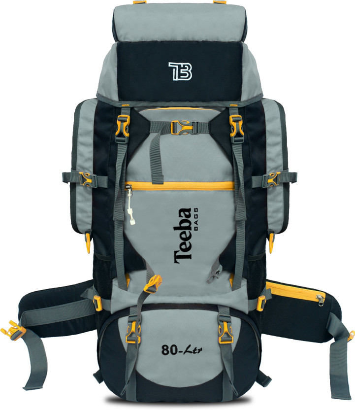 Teeba Bags Waterproof Trekking Hiking Camping Outdoor Camp Luggage Bag Tour Travel Backpack Rucksack  - 80 L(Silver)