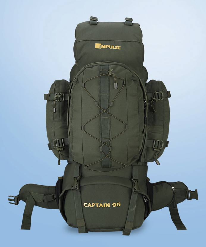 IMPULSE 95 Litres Captain Waterproof Rucksack Trekking Hiking Camping Outdoor Camps Luggage Bags Tour Travel Backpack with Rain Cover Rucksack  - 95 L(Green)