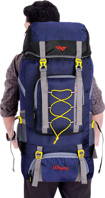 Wayaq Tourist Travel Backpack for Outdoor Sport Trekking Hiking Camping Mountaineering Rucksack  - 80 L(Blue, Yellow)