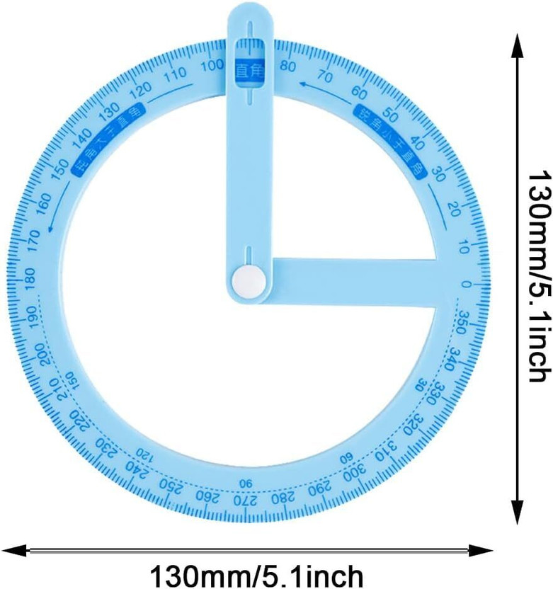Dev ‎360° Circular Protractor with Swing Arm Ruler(Set of 1, Multicolor)