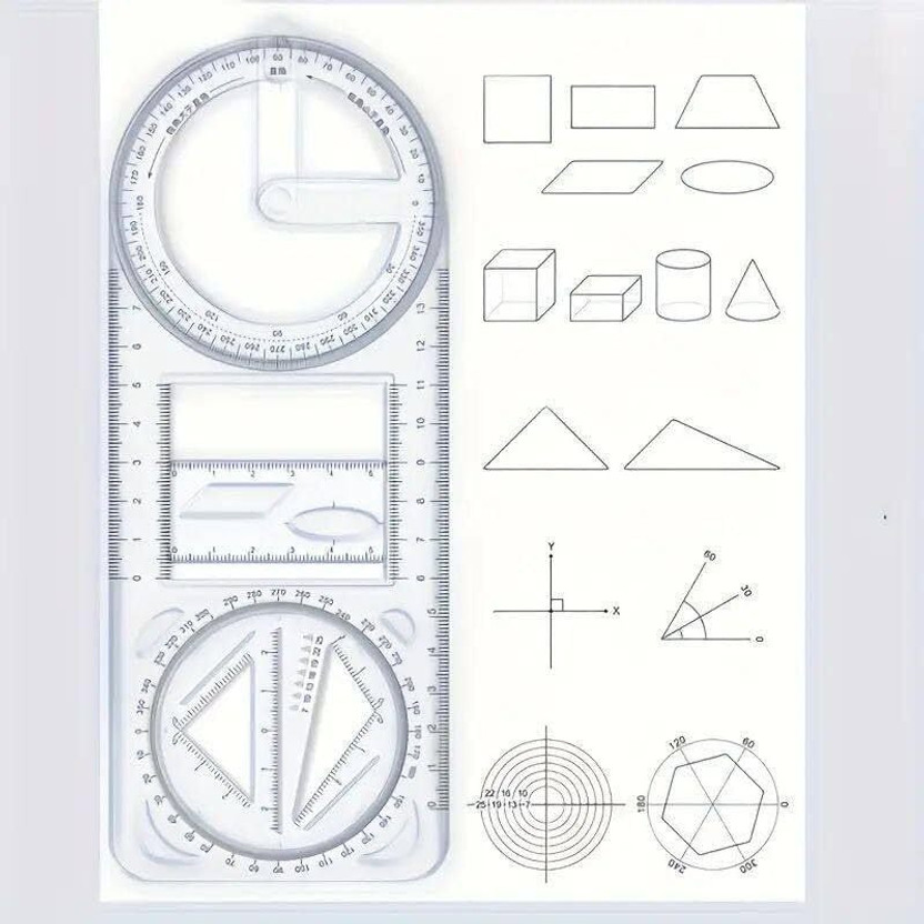 FLOSTRAIN Creative Maths Learning Aids Drawing & Measurement GEOMETRIC RULER Ruler(Set of 1, Multicolor)