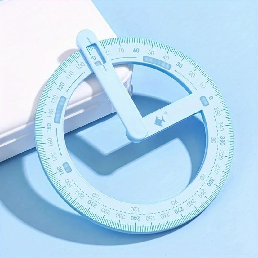 ZAYLO MINI MART 360° Circular Protractor with Swing Arm, Ruler(Set of 1, Blue)