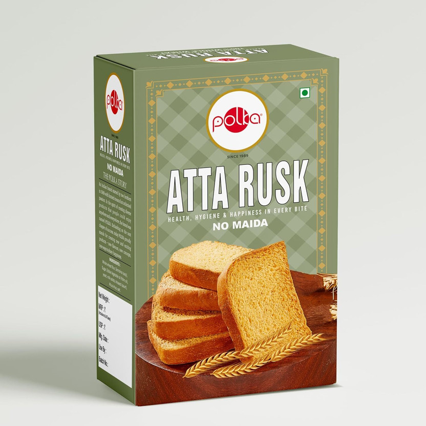 Polka Atta Rusk Saunf Flavour | Zero Maida Toast | Healthy Snacks for Kids Wheat, Elaichi, Saunf flavored Wheat Rusk(150 g)