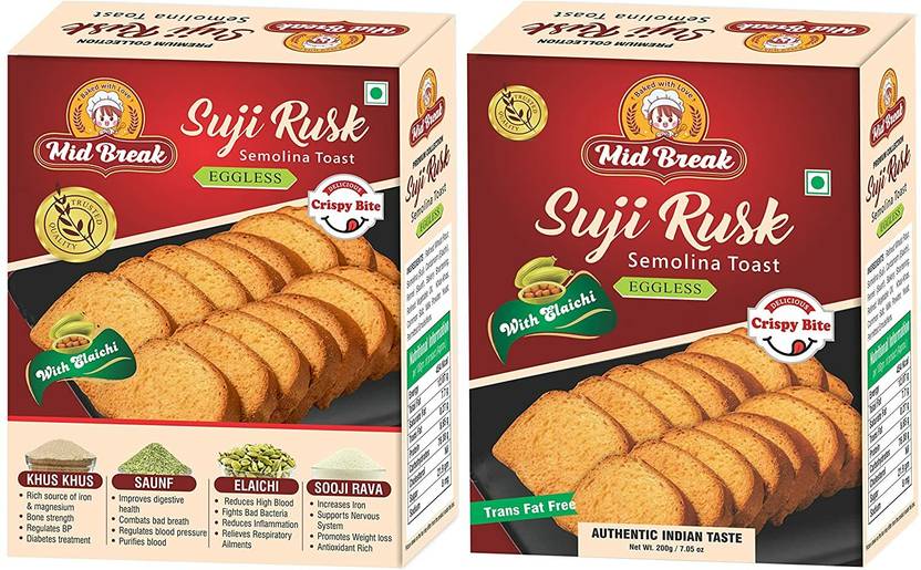 MidBreak Suji Rusks Saunf Rusk Elaichi Rusks 3 in 1 RusksPremium Handmade Suji Rusk Saunf