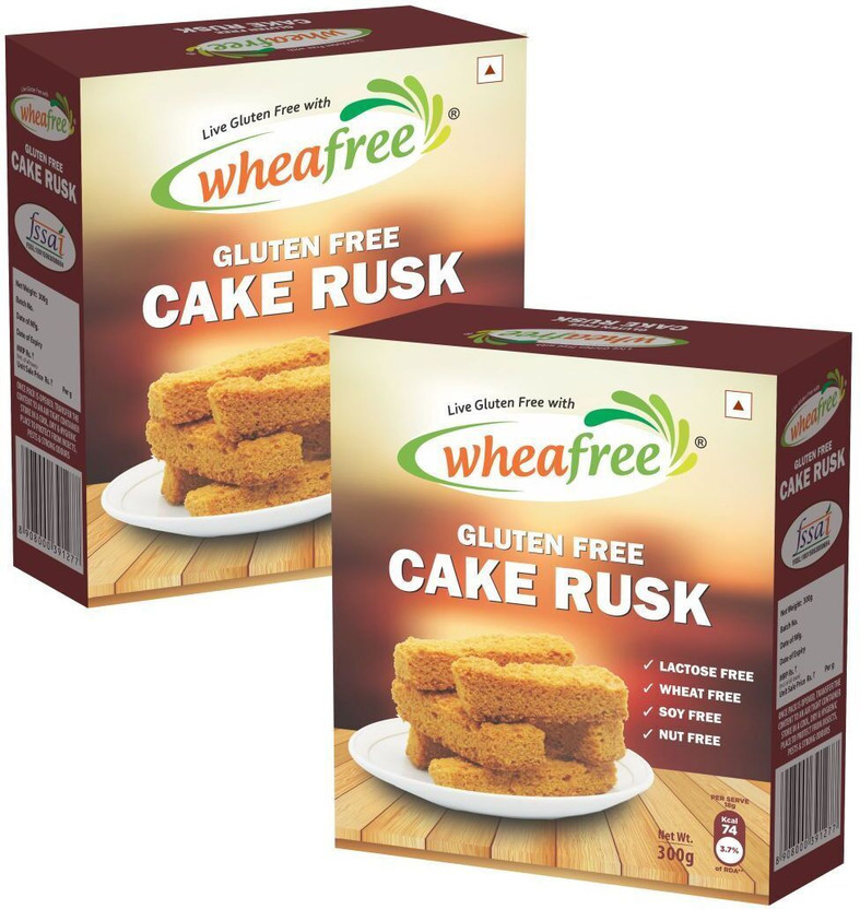 wheafree Cake Rusk - Gluten Free (Non-Veg) - Pack of 2 (300g each) Sweet flavored Cake Rusk(2 x 300 g)