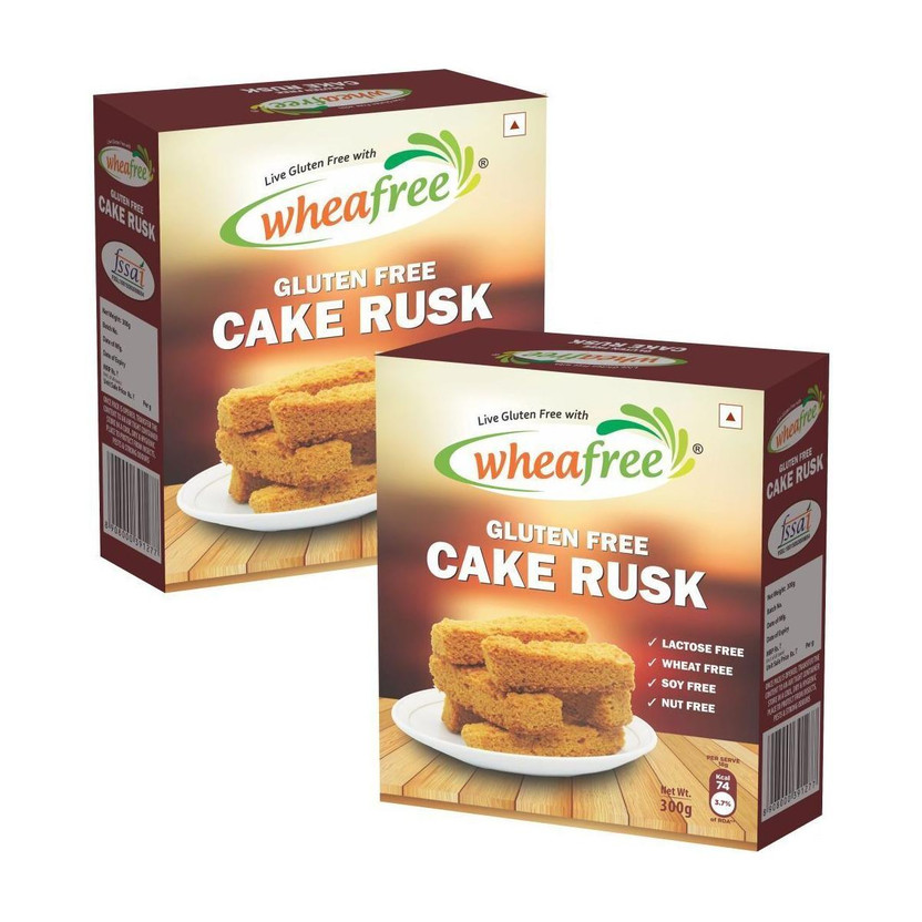 wheafree Cake Rusk - Gluten Free (Non-Veg) - Pack of 2 (300g each) Sweet flavored Cake Rusk(2 x 300 g)