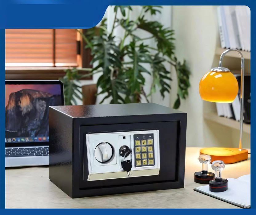 POKSI Digital Electronic Safe Box with Password Keypad|Security Locker for Home Safe Locker(Keypad, Key Lock)