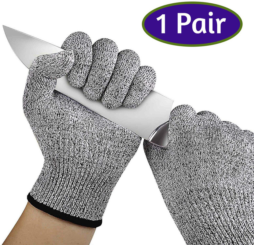 Dwiti Enterprise Anti Cut Resistant Level 5 Protection Kitchen Gloves for Cutting Hand Gloves Nylon  Safety Gloves(Pack of 2)