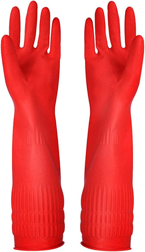 Masox Store Long Sleeve Gloves For Dish Washing Cleaning Working Painting Gardening Pet Care Wet and Dry Glove(Large)