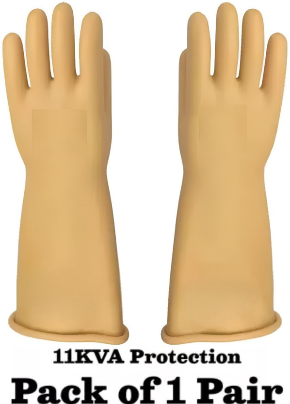 Aatrangi 11 KV Electrical Insulated Rubber Seamless Hand Gloves (355 MM) Rubber  Safety Gloves(Pack of 2)