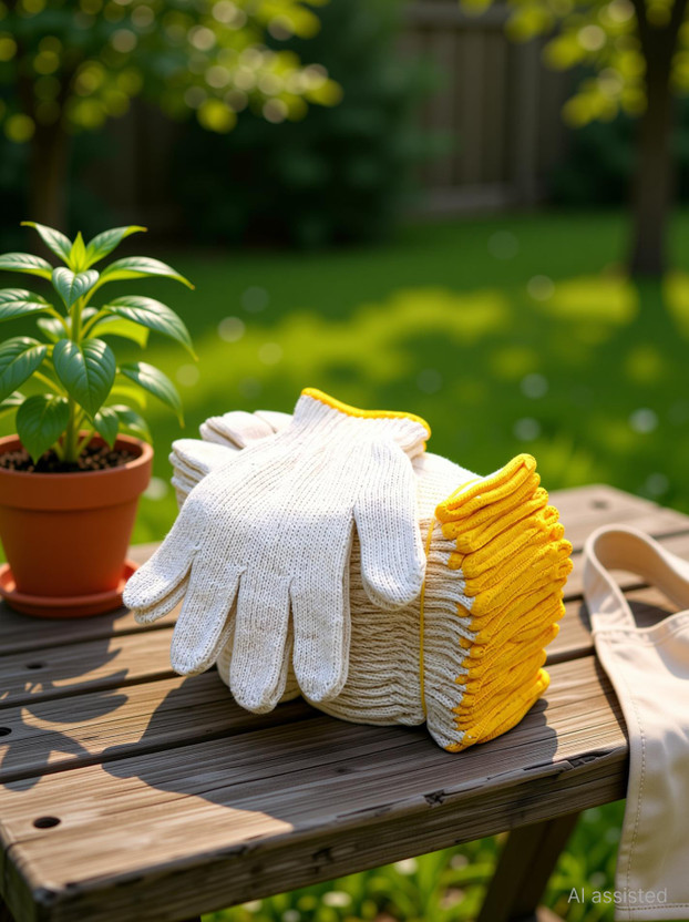 uptodatetools Cotton Polyester String Knit Shell Safety Protection Work Gloves for Painter Mechanic Industrial Warehouse Gardening Construction Men & Women 12 Pairs Wet and Dry Glove Set(Medium Pack of 12)