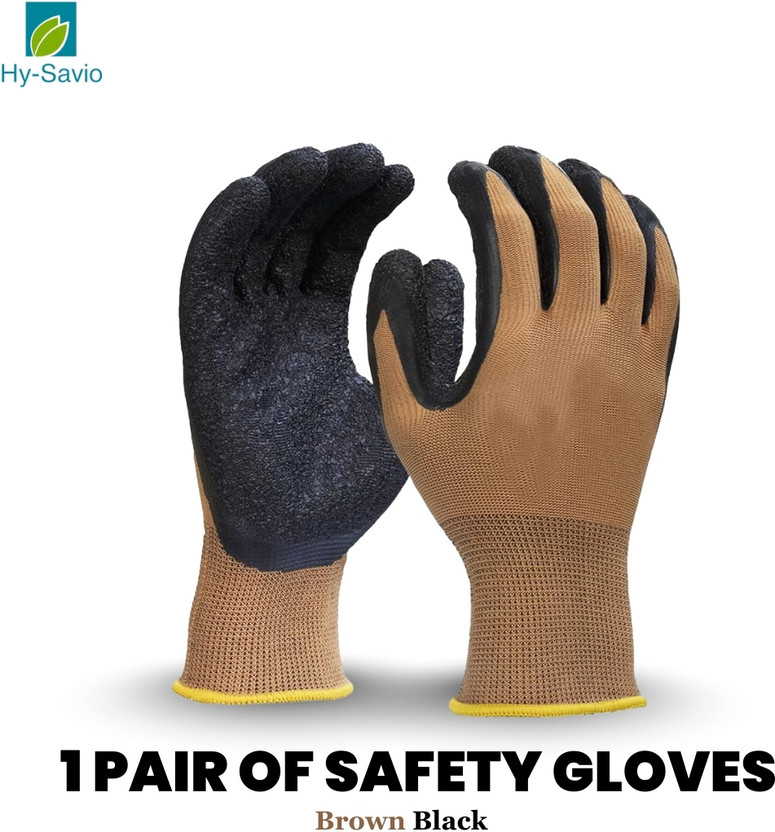Hy-savio 1 Pair Nitrile Coated Safety Gloves | Industrial Hand Work Gloves Nylon  Safety Gloves(Pack of 2)