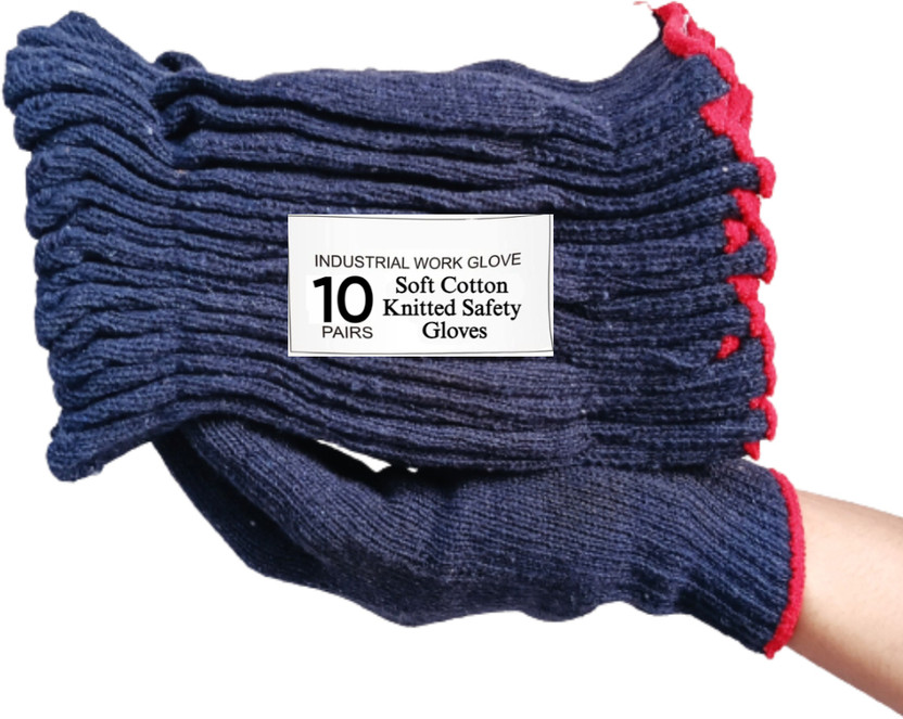 Donizard Soft Cotton Knitted Protection Grip Work Gloves Mechanic Industrial Gardening Polyester  Safety Gloves(Pack of 20)