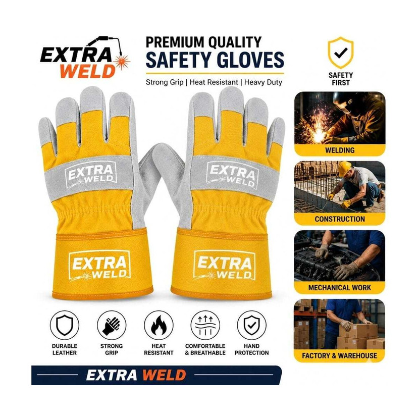 EXTRAWELD WELDING HAND GLOVES PS 261D Leather  Safety Gloves(Pack of 2)