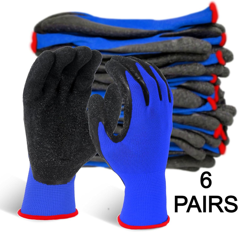 SSWW SSWW 6 Pair Gloves Use Winter Construction Warehouse Gardening Assembly Landscaping Latex, Nylon, Rubber  Safety Gloves(Pack of 12) - Flipkart Deal