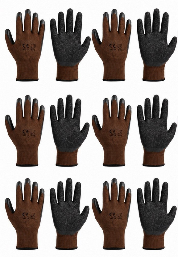 Masox Store Plastering Wall Cement Work Hand Skin Protection for Utility Work Gloves Nylon, Rubber, Synthetic  Safety Gloves(Pack of 12)
