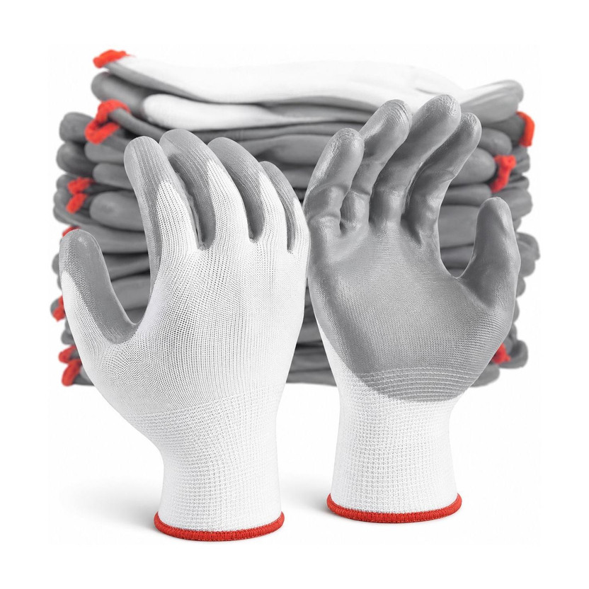 AZWIAN 6 Pair Grey Nitrile Coated Safety Hand Gloves for Construction & Industrial Use Nitrile  Safety Gloves(Pack of 6)