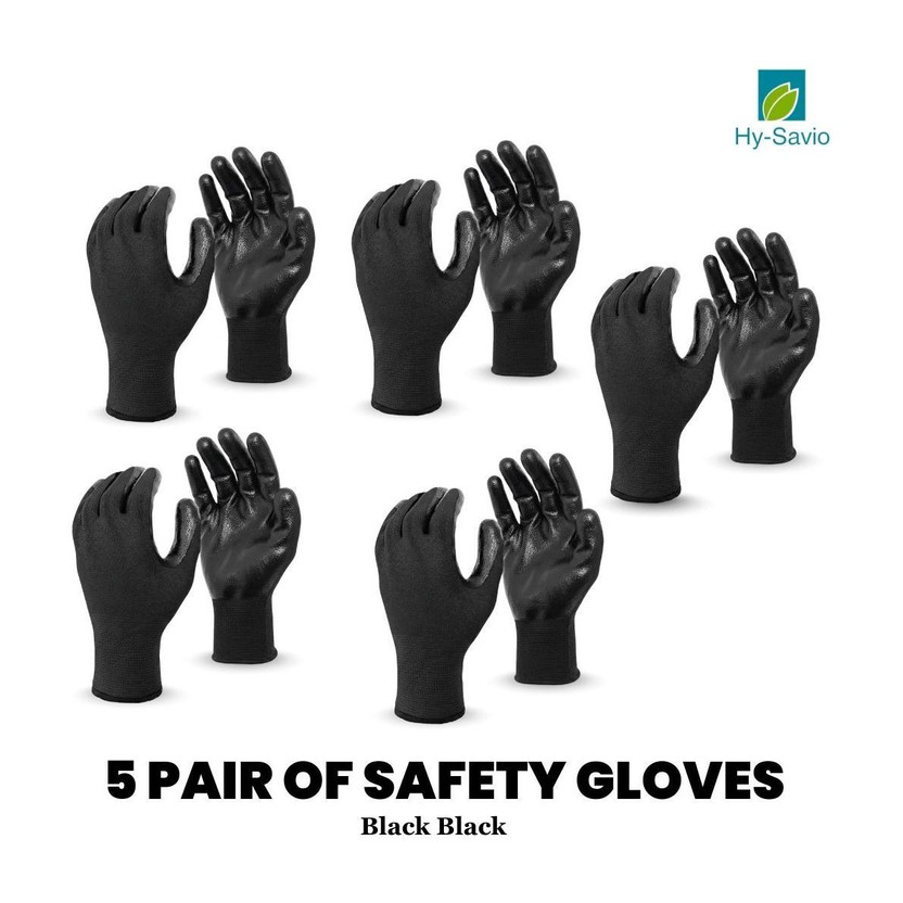 Hy-savio Hy-savio 5PairBlack Nylon Coated Safety Gloves–Strong Grip for Construction & Maintenance Nylon  Safety Gloves(Pack of 10) - Flipkart Deal