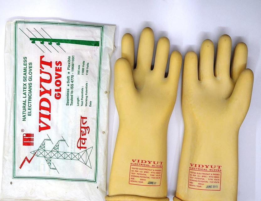 vidyut Electrical Insulated Rubber Seamless Hand Gloves (355 mm) Rubber  Safety Gloves(Pack of 1)