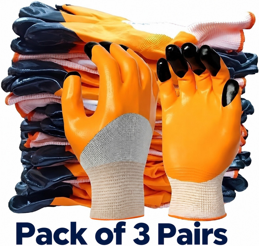 7SHIELD 7SHIELD 3Pair Orange Heavy Duty Nylon Hand Gloves For Construction,Grading Anti Cut Nylon  Safety Gloves(Pack of 6) - Flipkart Deal