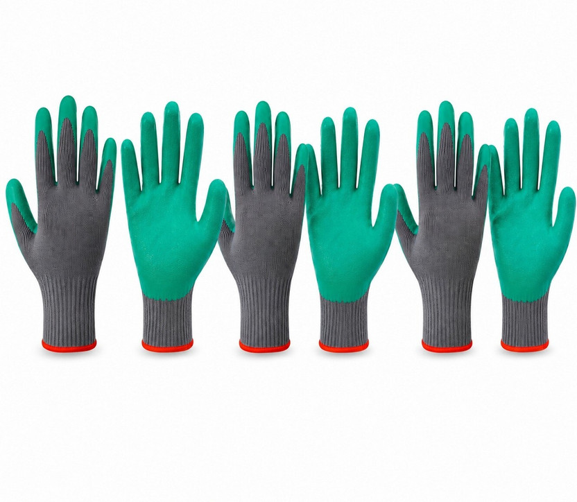 Masox Store Home Improvement Maintenance Machine Equipment Handling Heavy Duty Work Gloves Nylon, Rubber, Synthetic  Safety Gloves(Pack of 6)